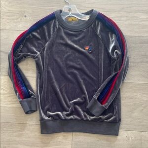 Aviator Nation Gray Velvet Kids Sweater 10